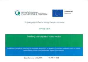 Triedený zber odpadov v obci Hrušov