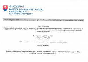 Rekonštrukcia povrchu jestvujúcich miestnych komunikácií frézovaným asfaltom v obci Hrušov